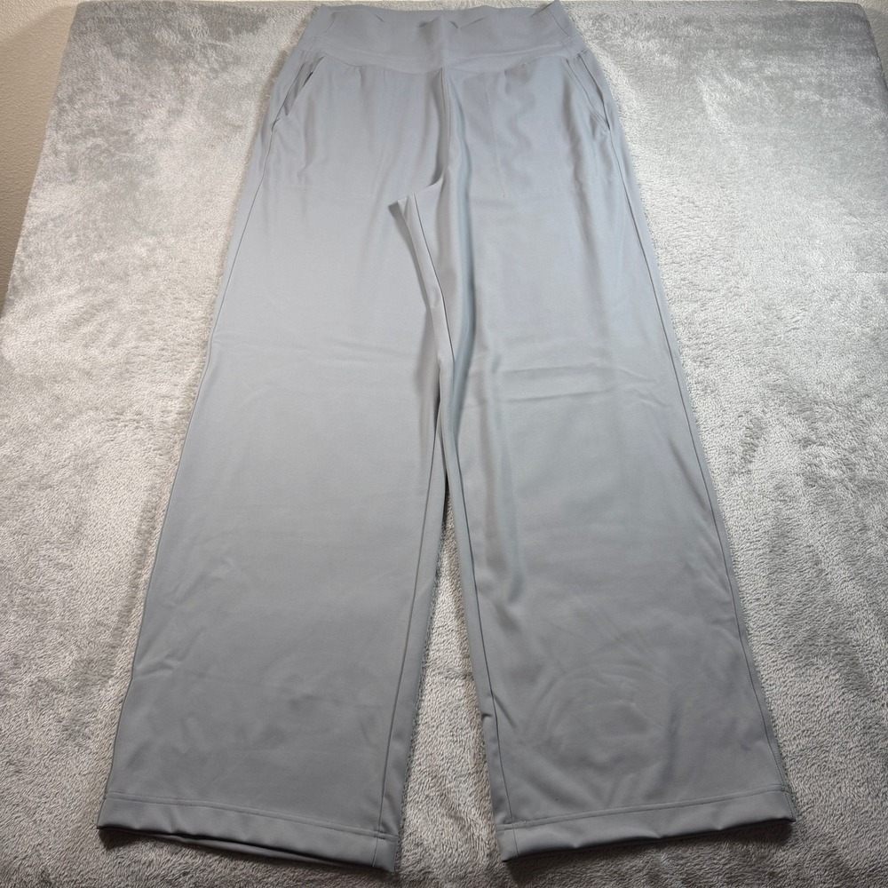 Athleta Wide Leg Pants Women Large Tall Gray High Rise Stretch Pockets